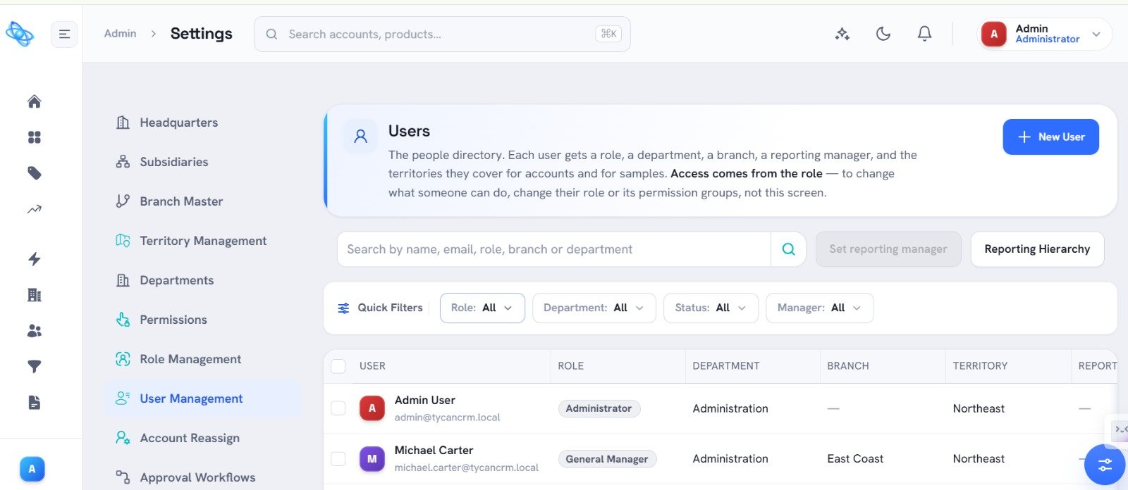 Tycan user management
